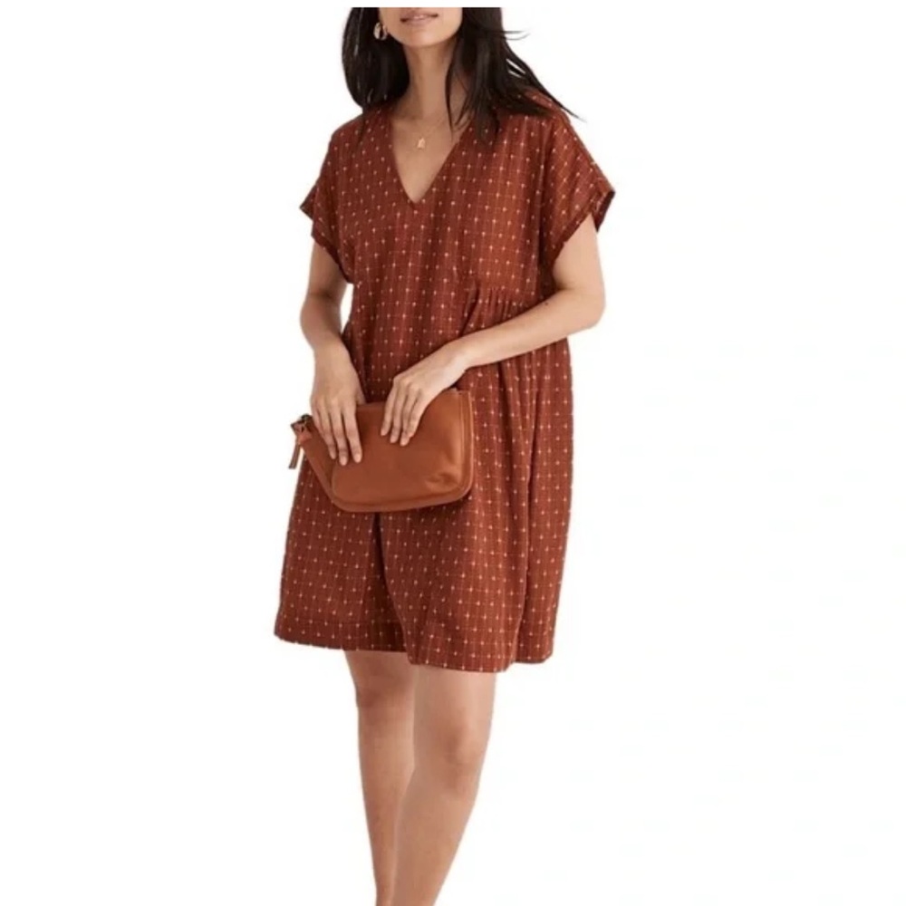 Madewell Rust Brown Polka Dot Midi Dress